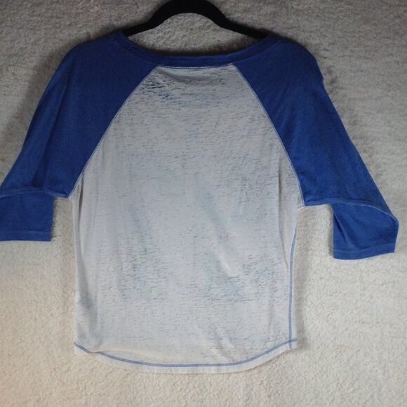 Aeropostale Baseball Tee XSmall Women Shirt 87 Blue - Picture 2 of 10
